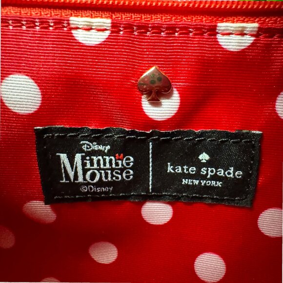 Kate Spade x Disney Minnie Mouse Black Leather Backpack with Red Polka Dot Bow - Picture 2 of 12